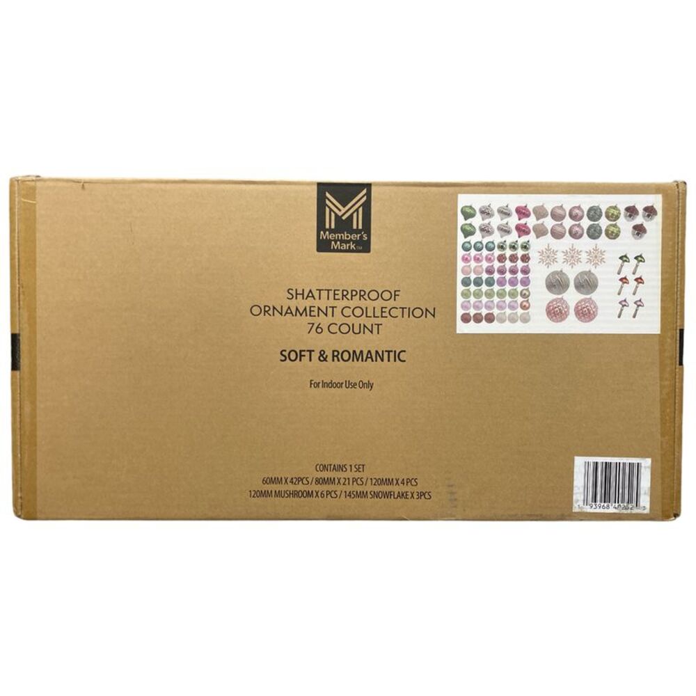 Member's Mark 76-ct. Shatterproof Ornament Collection, Soft & Romantic